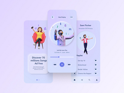 Music Player App Design 🎵 3d animation app branding design graphic design illustration logo music musicpalyer song typography ui ux vector