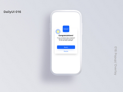 Daily UI 016 | Pop-Up/ Overlay blue congratulations daily 100 challenge dailyui design interface overlay popup sketch ui ui design