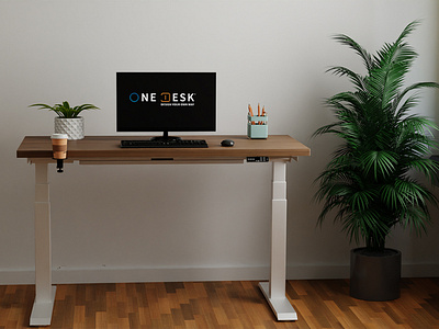 OneDesk Ergonomic best standing desk with white frame from Sg 3d adjustable table animation branding customized gifts design ideas design desk dealers ergonomic ergonomic furniture ergonomic table singapore furniture graphic design logo motion graphics sg trending singapore furniture singapore store standing desk singapore white legs