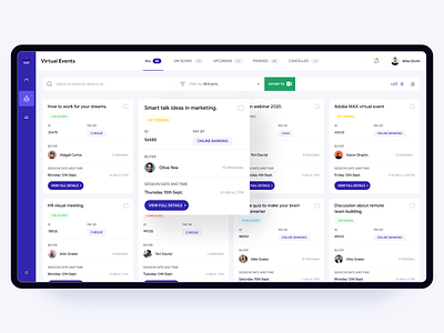virtual event dashboard (card view) clean design dashboard dashboard design dribbble dribbble best shot virtual event