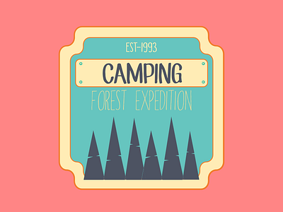 Camping pinky illustration camping colors colours emblem expedition forest hand drawn logo logotype trees