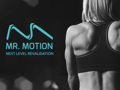 Logo Mr Motion branding logo motion sport squat