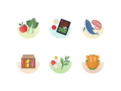 Grocery's category icon 2 chowbus food fruit icon illustration meals meat prepared meals produce seafood ui vegetable vitamins