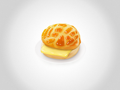 Pineapple Bun asian food，菠萝包，中餐，茶餐厅 chinese food clean food icon realistic ricepo simple