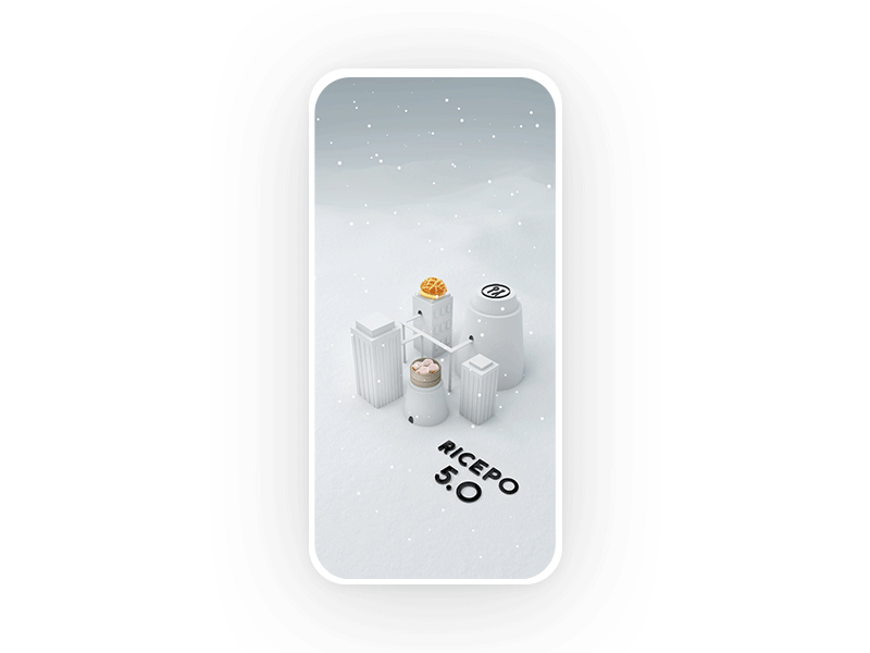 Splash page for ricepo (winter) building clean isometric pure ricepo simple snow splash white