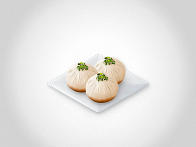 Steamed Bun asian chinese clean dim food food，包子，生煎包，中餐 icon realistic ricepo simple sum