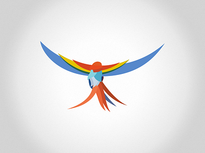 Parrot bird colorful flat icon logo parrot simple ui