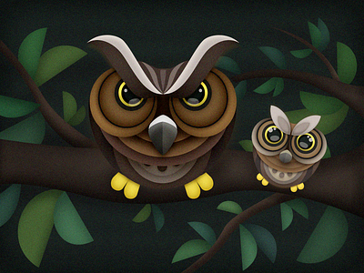 Owl animal baby father icon illustration night owl practice simple ui