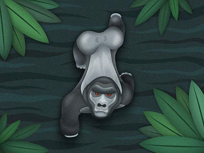 Gorilla animal gorilla icon illustration night pracitce simple ui