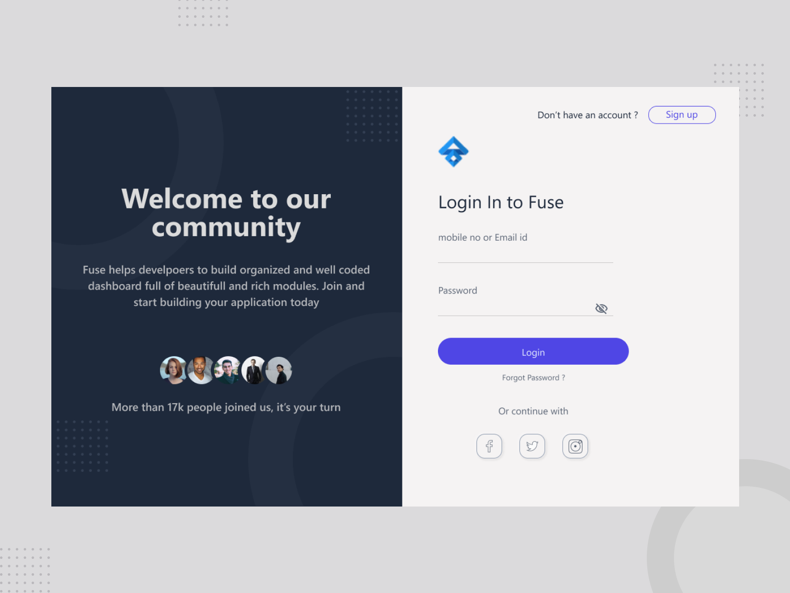 Fuse Login page Redesign by Supriya Sawant on Dribbble