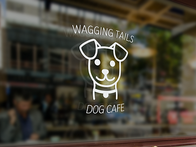 Wagging Tails Cafe dog outline sticker
