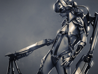 Cyborg Hottie character concept cyborg design female le fem robot sketch
