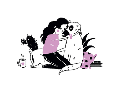 Me and Walt dog home illustration illustrator love naive tricolour