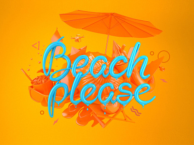 Beach Please 2 3d art beach digital illustration please