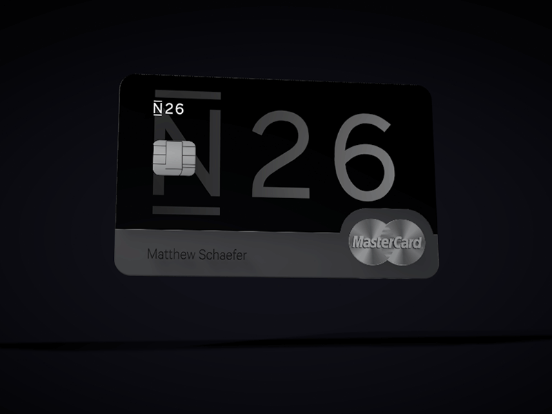 N26 Black Premium Card 3d animation banking black card cinema 4d credit card mastercard payment premium
