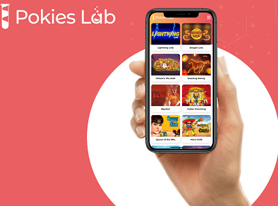 PokiesLab - a lab of best Australian pokies branding graphic design ui