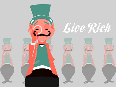 Live Rich character design illustration print