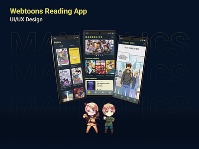 Mandolics - Webtoons reading app design app app design design manga manga reading app ui ui design uiux design ux ux design