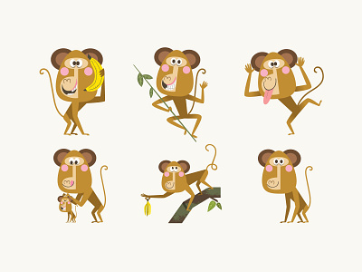 Monkey design for stickers pack adobeillustrator art artdesign character design characterdesign design digital art digitalart humor illustration illustration design illustrator monkey monkeys vector