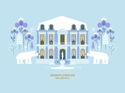 Maison Louis XIII animals artprint bears blue female flowers french home house maison plants polar postcard snow stylish violet winter
