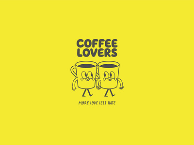 COFFEE LOVERS ♥ brand branding cafe character design coffee coffeecharacter coffeedesign coffeeillustration coffeelovers couple cup of coffee design feliz happy illustration logo love lovers san valentin yellow