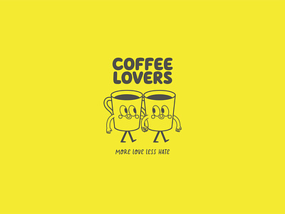 COFFEE LOVERS ♥ brand branding cafe character design coffee coffeecharacter coffeedesign coffeeillustration coffeelovers couple cup of coffee design feliz happy illustration logo love lovers san valentin yellow