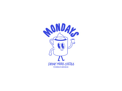 Happy week :) art branding cappuccino character design coffee coffee design design digital art graphic design humor icon illustration logo monday
