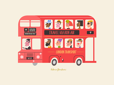 London Bus art bus character design characters children illustration design digital art humor illustration london london bus londonbus people red bus street vector
