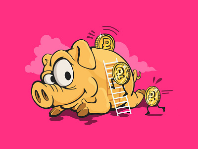moneybox pig box coins illustration money pig