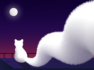 Lonely Cat cat design graphic design illustration night purple white
