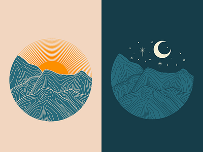 Day & Night moon mountains nature outdoors sunset topographic