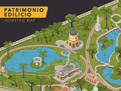 Ecoparque - Patrimonio Edilicio - Isometric Map illustration isometric map