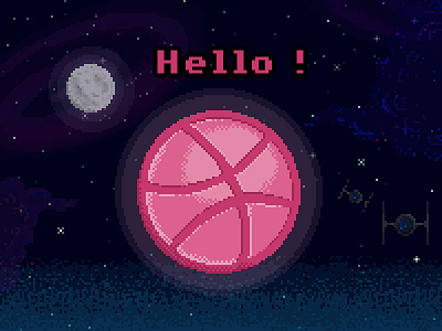 Hello deep space dribbble hello moon pixel art thanks