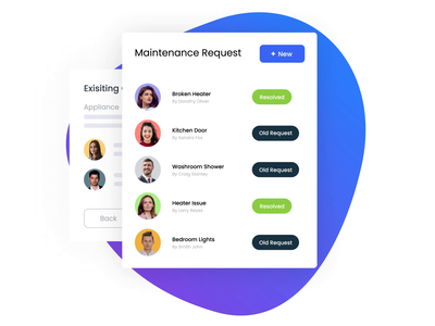 Maintenance request - Property management software app design illustration interaction design landlord maintenance property rent saas tenant ui ux website