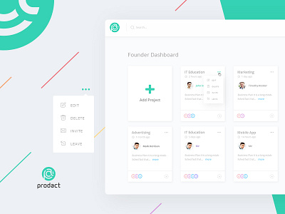 Founder Dashboard of Prodact - SaaS App