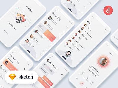 D-Caller - Free Mobile UI Kit .sketch android caller id free freebie ios mobile phone profile sketch sms true caller ui