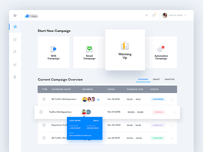 Dashboard - Email / SMS campaign based SaaS application by Decojent: UX ...