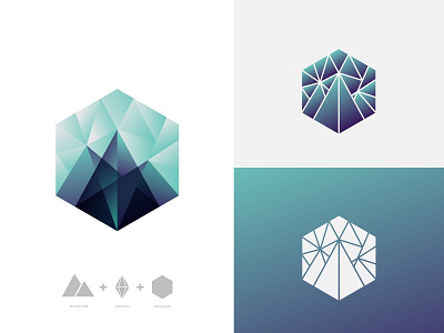 Monogram Design 2.0 brand branding color design gradient hexagon icon logo monogram mountain symbol