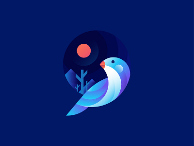 Comma* animal bird character design exploration gradient icon illustration symbol vector