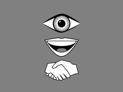 icons eye icon mouth shake hands vector