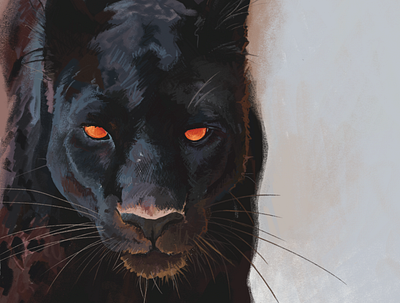 Black Panther - Digital Art Painting animals big cat black leopard color theory digital art digital painting drawing illustration leopard panther