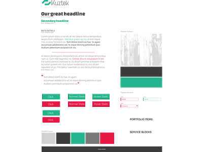 kuztek v6 styletile take 2 draft green mock pink style tile website