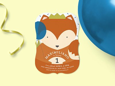 Baby Fox baby fox belia simm birthday birthday invitation card fox illustration invitation party invitation stationery