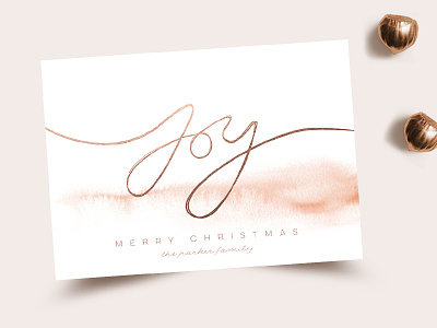 Elegant Joy belia simm card christmas hand lettering holidays joy minted stationery watercolor