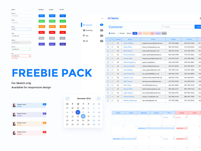 Freebie pack annadesign button calendar crm dashboard deal freebie freedownload graphicdesign input sketch sketchapp table task manager uidesign webdesign