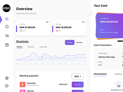 Wallet dashboard figma ui