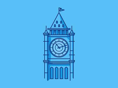 Clockin' in architecture clock illustration mark stroke tower vector