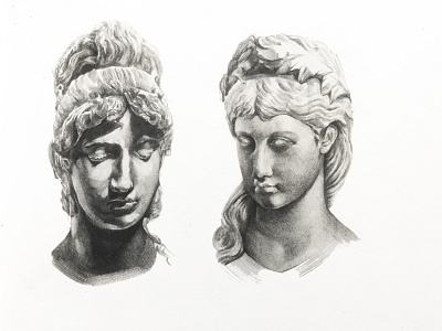 Classical sculpture studies pt. 1 drawing graphite greek illustration miniatures pencil portrait realist roman sculpture sketches traditional