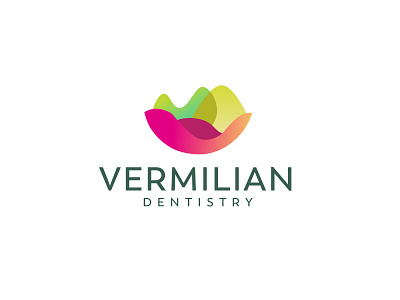 VERMILIAN DENTISTRY LOGO abstract branding clean colorful dentist graphic design hills logo mountains teeth