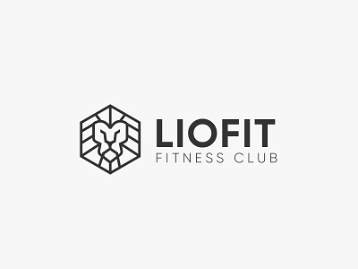 LIOFIT FITNESS CLUB LOGO abstract clean fitness graphic design gym lineart lion lionface lionhead logo logos modern sharp